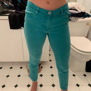 Anthropology Turquoise skinny low rise jeans